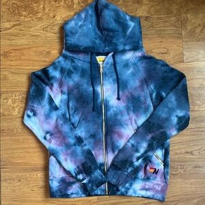 Aviator Nation Blue and Purple Tie-Dye Hoodie